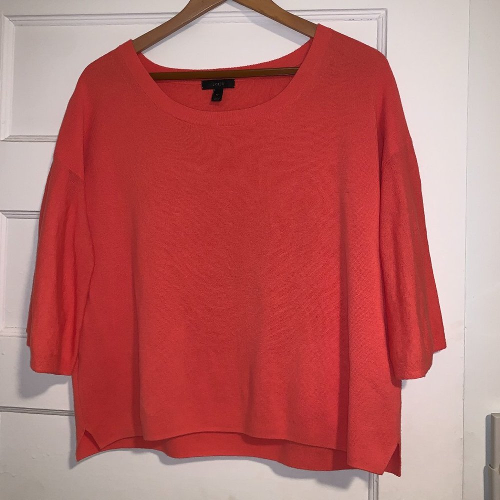 JCrew Coral 3/4 Length Sweater